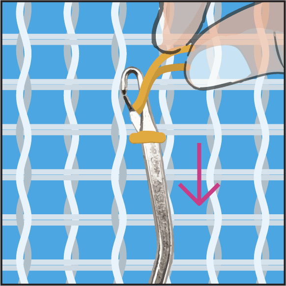 Step 4: pulling the yarn ends through the loop.
