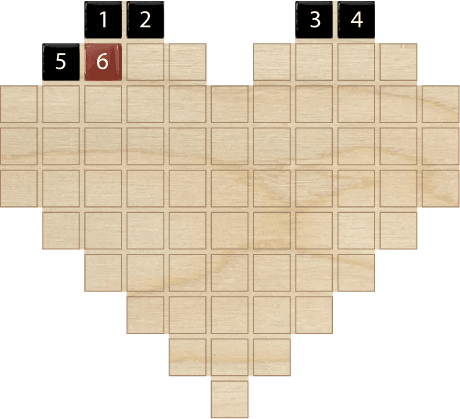 Figure 1: mosaic backing board showing the top-left tile placement sequence.