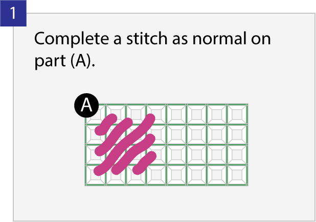 Bridge process step 1: complete a stitch on part A.
