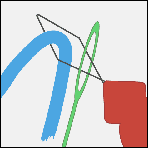 Figure 2: yarn placed through the needle threader loop.