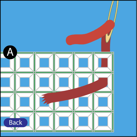 Figure 5: leaving a one-inch yarn tail on the back of the canvas.